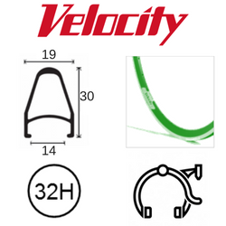 BICYCLE PARTS - RIM 700C X 14MM - VELOCITY DEEP V - 32H - (622 X 14) - PRESTA VALVE - RIM BRAKE - D/W - GREEN - MSW