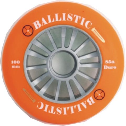 BICYCLE PARTS - SCOOTER WHEEL, BALLISTIC , 100MM, SILVER PLASTIC CORE, ORANGE PU