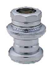 BICYCLE PARTS - HEAD SET 22.2MM SILVER, STEEL, THREADED, BALL RETAINER BEARINGS