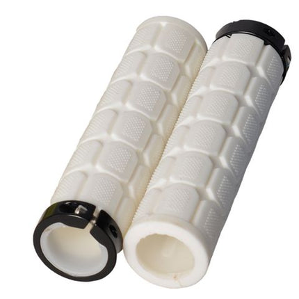 BICYCLE PARTS - GRIPS - LOCK ON FAT GRIPS, LARGER DIAMETER ( OD: APROX 33MM) FOR INCREASE COMFORT & BIGGER HANDS, HANDLEBAR END PLUS INCL, WHITE - OXFORD PRODUCT