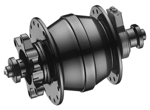 BICYCLE PARTS - FRONT DYNAMO HUB 32H - BLACK - 6 BOLT DISC (W/O SKEWER) REQUIRES CONNECTOR CLIP 7877