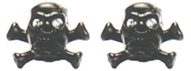 BICYCLE PARTS - VALVE CAP BLACK SKULL, 2 PCE