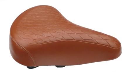 BICYCLE PARTS - SADDLE LADIES RETRO, 250MM X 190MM, VINYL QUILTED TOP, DUAL COIL SPRINGS, BROWN