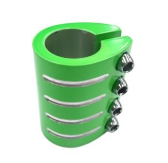 BICYCLE PARTS - S/CLAMP 4 BOLT, PARK, GREEN 64MM X (33.6/29MM) X 41MM