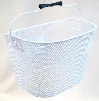 BICYCLE PARTS - BASKET, WHITE, FRONT MESH QR QUALITY FLINGER PRODUCT
