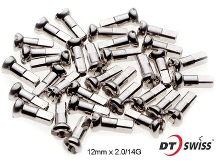 BICYCLE PARTS - DT NIPPLES 14G BRASS, 12MM SILVER (INDIVIDUAL)