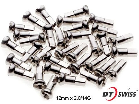 BICYCLE PARTS - DT NIPPLES 14G BRASS, 12MM SILVER (INDIVIDUAL)