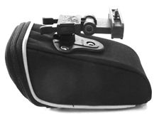 BICYCLE PARTS - SADDLE BAG - Q/R, 3M REFLECTIVE STRIP, OPEN END (VERTICLE ZIP) TYPE, BLACK, 160MM X 70MM X 105MM