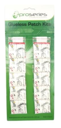 BICYCLE PARTS - GLUELESS PATCHES, ROUND 25MM, BAG 6, 10 BAGS ON PRO - SERIES DISPLAY CARD