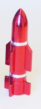 BICYCLE PARTS - VALVE CAP ATOMIC ROCKET RED, A/V