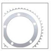 BICYCLE PARTS - CHAIN RING 44T X 130 BCD FOR SINGLE SPEED, ALLOY, 1/2 X 3/32 SILVER