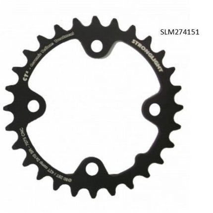 BICYCLE PARTS - CHAINRING - MTB STRONGLIGHT , 28T, 7075 CNC CT2 BLACK SRAM XX, XO, X7, X9 - 80MM BCD, 4 HOLE FOR 10 SPD (COMPATIBLE WITH CHAINRING BOLT SL350134)