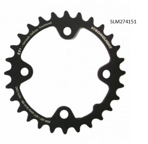 BICYCLE PARTS - CHAINRING - MTB STRONGLIGHT , 28T, 7075 CNC CT2 BLACK SRAM XX, XO, X7, X9 - 80MM BCD, 4 HOLE FOR 10 SPD (COMPATIBLE WITH CHAINRING BOLT SL350134)
