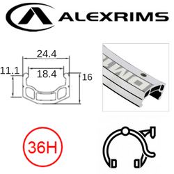 BICYCLE PARTS - RIM 26 X 18MM - ALEX DM18 - 36H - (559 X 18) - SCHRADER VALVE - RIM BRAKE - D/W - SILVER - MILL FINISH