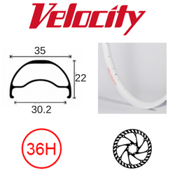 BICYCLE PARTS - RIM 29ER X 30MM - VELOCITY BLUNT 35 - 36H - (662 X 30) - PRESTA VALVE - DISC BRAKE - D/W - WHITE - TUBELESS READY - (ERD 597)