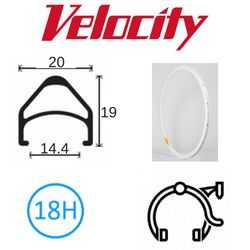 BICYCLE PARTS - RIM 700C X 14MM - VELOCITY AEROHEAD - 18H - (622 X 14) - PRESTA VALVE - RIM BRAKE - D/W - WHITE (POWDER COATED) - MSW
