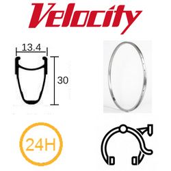 BICYCLE PARTS - RIM 700C X 13MM - VELOCITY ESCAPE - 24H - (622 X 13) - PRESTA VALVE - RIM BRAKE - D/W - BRIGHT SILVER (ANODISED) - MSW
