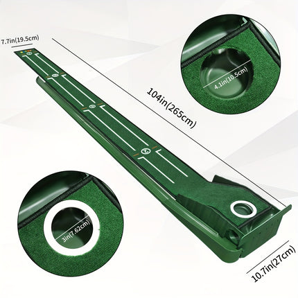 HUAEN 8ft Portable Golf Putting Mat - Indoor/Outdoor Training