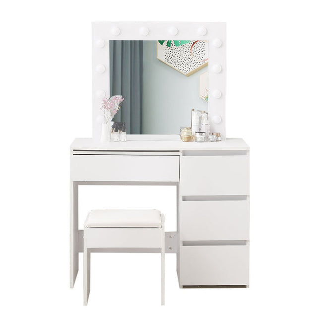 Levede - Dressing Table Tool Set Makeup Mirror Jewellery Organizer Cabinet LED - White
