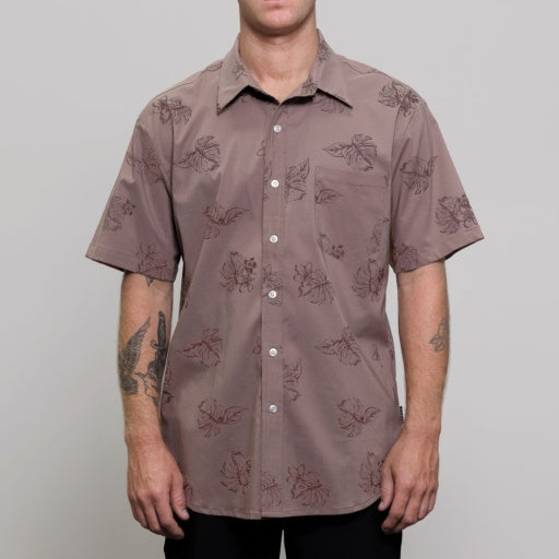 CARVE SANDY SIDE MENS SHORT SLEEVE BUTTON UP SHIRT - PLUM - 9 pieces S/M/L/XL/XXL (1/1/3/3/1)