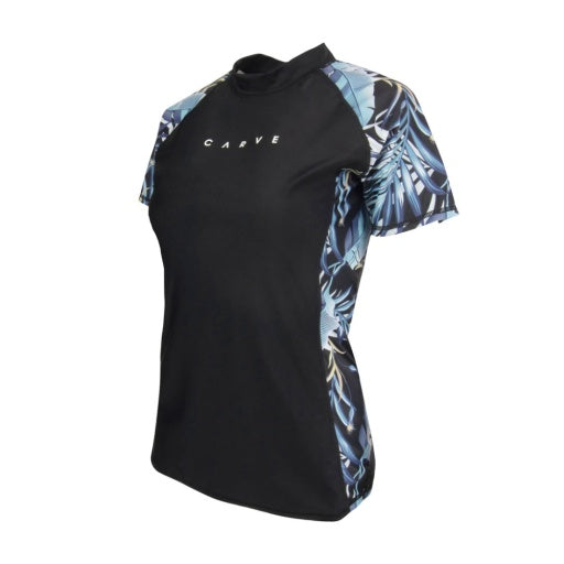 CARVE PARADISO GIRLS SHORT SLEEVE RASHIE - BLACK - 4 pieces 8/10/12/14 (1/1/1/1)