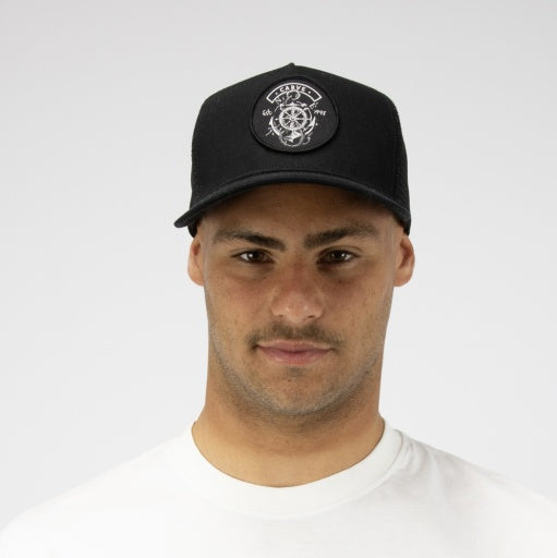 CARVE ANCHORED DOWN UNISEX FLAT PEAK CAP - BLACK - 6 pieces S-M/L-XL (3/3)