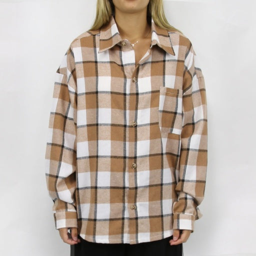 CARVE LUCA GIRLS LS SHIRT - BROWN-MILK - 4 pieces 8/10/12/14 (1/1/1/1)