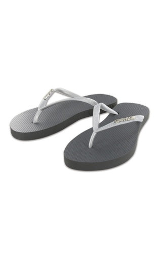 CARVE METALIC BADGE LADIES THONGS - BLACK/GOLD
