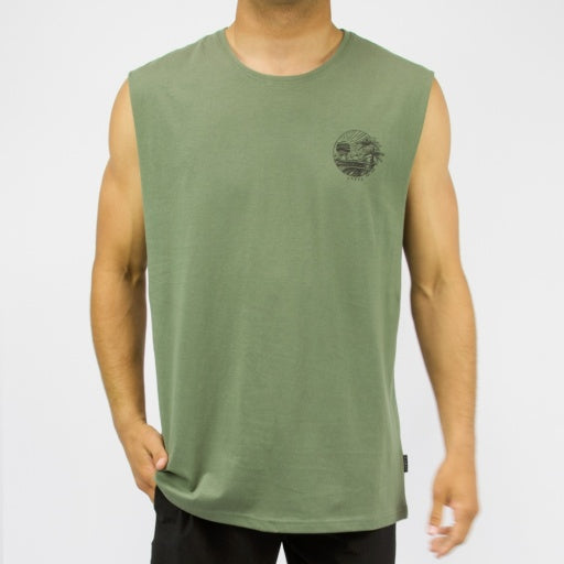 CARVE EVENTIDE BOYS SLEEVELESS MUSCLE TOP - MOSS GREEN - 6 pieces 8/10/12/14 (1/2/2/1)